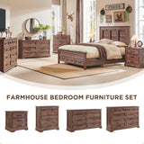 ACCOHOHO Farmhouse Nightstand with Charging Station, 24 Inch Wide End Table with 3 Large Drawers & Bar Handles, Rustic Wood Small Dresser Chest of Drawers for Bedroom, Living Room, Closet, Brown ACCOHOHO