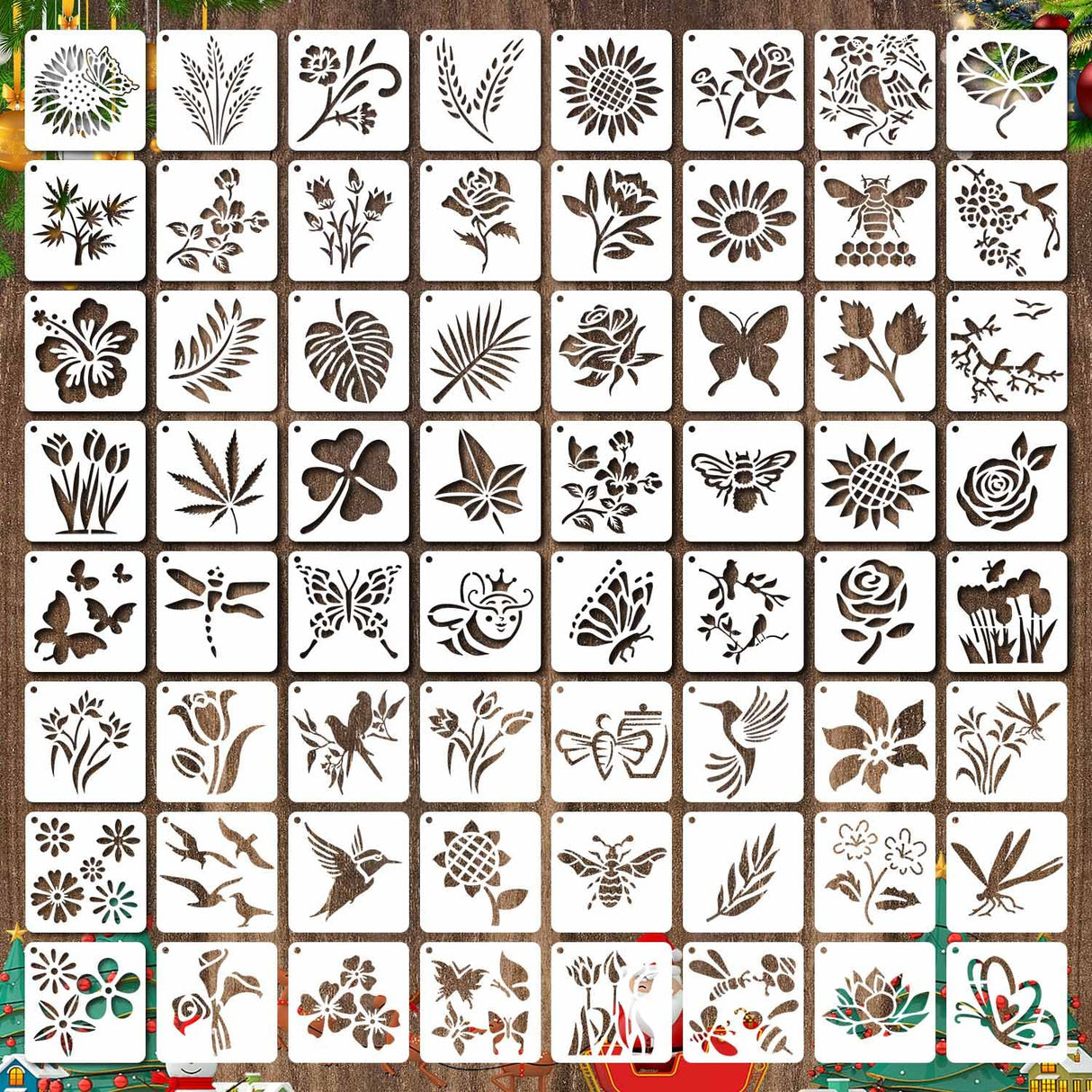 64 Pieces Stencils for Painting, Small Reusable Flower Plant Stencil, Art Craft Template for Painting on Wood, Wall, Fabric, Rock, Chalkboard, Sign, DIY Art Scrapbook Projects(Plants) eageus