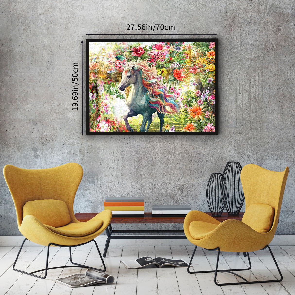 Jigsaw Puzzles for Adults 1000 Pieces, Home Decor Birthday Party Gift Toy for Men Women Elders Seniors, 1:1 Poster, Interlock Perfectly Letter on Back No Dust (Flower's Unicorn) Chalzidar