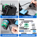 YIHUA 926 III 60W Digital Display Soldering Iron Station Kit w 2 Helping Hands, 6 Extra Iron Tips, Lead-Free Solder, Solder Sucker, S/S Tweezers, °C/ºF Conversion, Auto Sleep & Calibration Support YIHUA