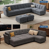 143" Modular Sectional Sofa with Storage - U Shaped Convertible Couch for Living Room, Deep Seat Cloud Couch with Ottoman, Modern L-Shaped Sofa Bed Alternative, Black SLEKVERSA