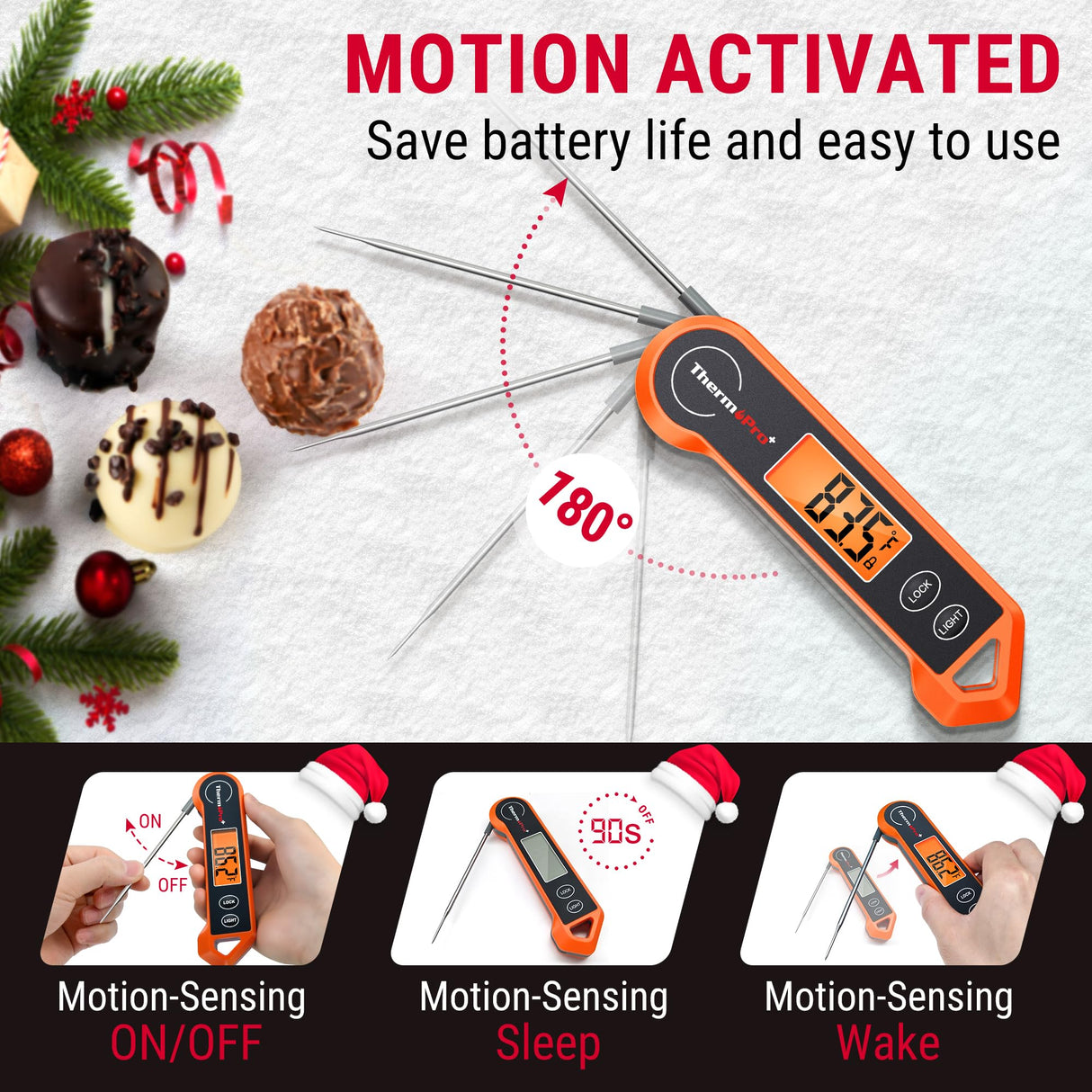 ThermoPro TP19H Digital Meat Thermometer for Cooking with Ambidextrous Backlit and Motion Sensing Kitchen Cooking Food Thermometer for BBQ Grill Smoker Oil Fry Candy Instant Read Thermometer ThermoPro