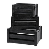 Large Classic Black Wooden Crates For Dispaly,Set Of 3 Wood Crates With Handles,Rustic Handmade Wood Boxes For Storage Or Display,Solid Wood Decrative Boxes (Classic Black) Bisaten