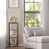 TUTOTAK Bookshelf, 4-Tier Tall Book Shelf, Narrow Bookcase for Small Space, DIY Stackable Bookshelf, for Living Room, Office, Study, Entryway, Industrial, Black BS01BK004 TUTOTAK