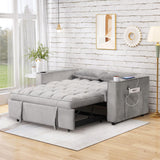 Multi-Functional Sofa Bed with Cup Holder and USB Port, Loveseat Pull Out Sofa Bed Sleeper Bed for Living Room Office Apartment (Gray) BEDGJH