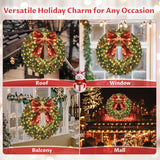 48inch Large Christmas Wreath - Outdoor Christmas Wreath with 300 Lights and Timer Remote Control, Red Bows, Jingle Bells, Pine Cones, Berry Clusters - 720 PVC Tips Artificial Pre Lit Xmas Wreaths Vuskly