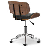 SIMPLIHOME Dax 22 Inch Wide Swivel Adjustable Executive Computer Bentwood Office Chair in Distressed Slate Grey, for The Office and Study Room SIMPLIHOME