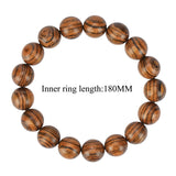 anzhongli Prayer Beads Bracelet 12MM for Men and Women Beaded Bracelet Sandalwood Elastic(12mm 17 beads Tiger skin) anzhongli