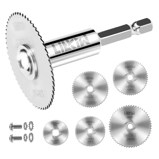 LitKiwi 1/4-Inch Hex Shank Rotary Drill Saw(with 5PCS Blades),HSS Saw Disc Wheel Cutting Blades for Drills Rotary Tools - WoodArtSupply