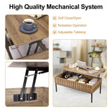 GarveeHome Lift Top Coffee Table, Mid Century Modern Coffee Table, Farmhouse Wooden Coffee Table with Hidden Storage Compartment, Rustic Center Table, Coffee Tables for Living Room Office GarveeHome