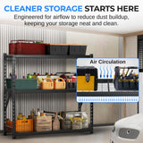 SereneLife Heavy Duty 3-Tier Metal Garage Shelving | 24" x 77" x 72" Extra Wide Adjustable Storage Utility | Freestanding Bulk Storage Rack | Open Wire Mesh Design | 2000 lbs. Capacity SereneLife