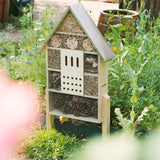 Navaris Insect House with Stakes - Extra Large Wooden Bug Hotel 22.4" H x 15" W - Bee, Butterfly, Ladybug Natural Nesting Habitat for Garden and Yard Navaris