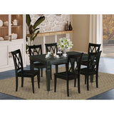 East West Furniture WECL7-BLK-W 7 Piece Kitchen Set Consist of a Rectangle Room Table with Butterfly Leaf and 6 Dining Chairs, 42x60 Inch East West Furniture