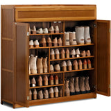 walkclpck Shoe Cabinet with 2 Flip Drawers, 7 Tier Shoe Storage with Adjustable Shelves, Bamboo Freestanding Shoe Rack Shoe Organizer for Entryway, Foyer, Hallway, Bedroom walkclpck