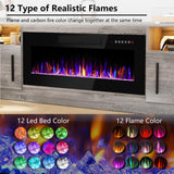 PRETZI Fireplace TV Stand with 36" Fireplace Up to 80" TVs,70" Entertainment Center with LED Lights,Remote Control,TV Media Console with Storage Cabinets for Living Room, Gray PRETZI