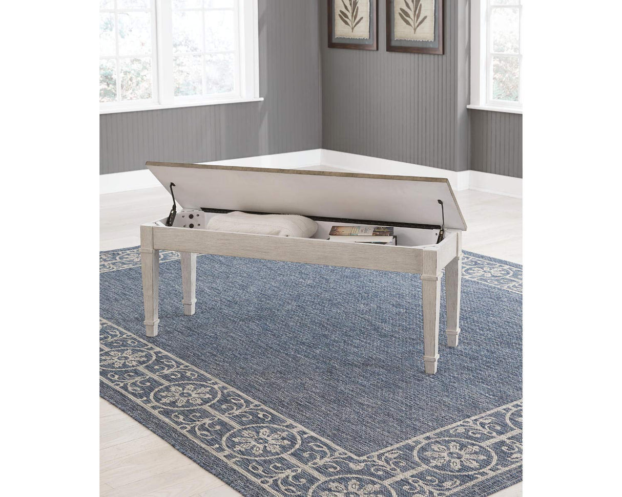 Signature Design by Ashley Skempton Farmhouse Storage Bench, White & Light Brown Signature Design by Ashley