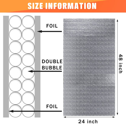 Garage Door Insulation Set Double Bubble Insulation Panels Reflective Aluminum Radiant Barrier Thermal Insulation Shield with Adhesive Tape for Garage Greenhouse Attics Walls (24 Pcs, 24 x 48 - WoodArtSupply