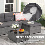 JOIVI Outdoor Patio Furniture Sets, 3-Piece All Weather Wicker Outdoor Conversation Set, Rattan Sectional Sofa Set, Patio Couch with Tempered Glass Table for Porch, Garden, Dark Gray JOIVI