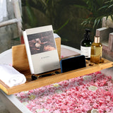 Premium Bathtub Caddy Tray for Tub, Bamboo Bath Tray for Tub with Extending Sides, Adjustable Bath Tub Tray Wood for Luxury Bath Fits Most Bath Tubs Bathtub Accessories Gift Idea BESHOF