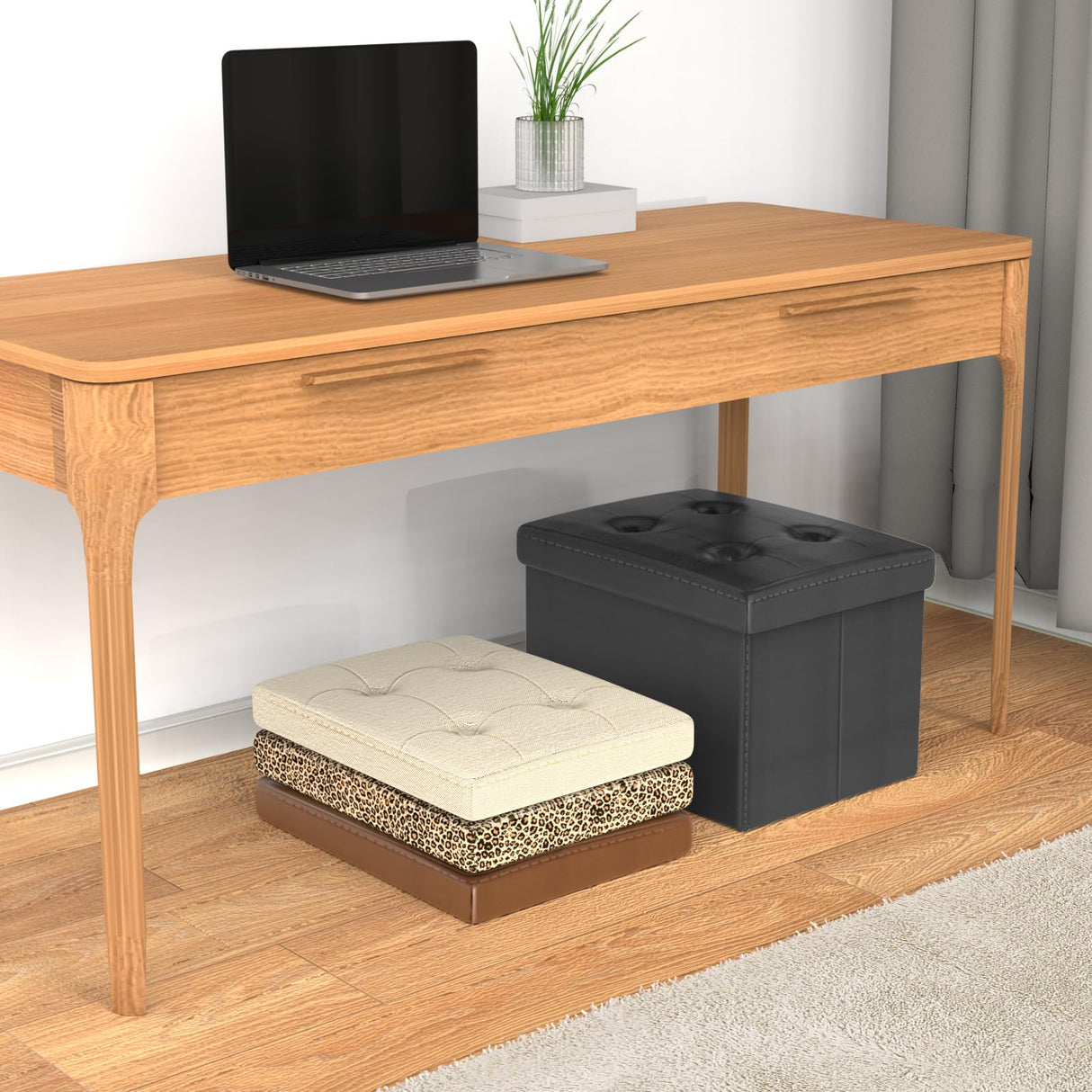 eMOUSE Ottoman Storage Ottoman Foot Rest Ottoman with Storage Ottomans Foot Stools Small Ottoman Black L17W13H13INCH eMOUSE