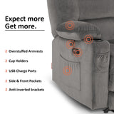 MCombo 55.9" Power Loveseat Recliner with Heat and Vibration, Fabric Electric Loveseat Recliner, USB Charge Port, Cup Holders for Living Room PR648 (Grey) MCombo