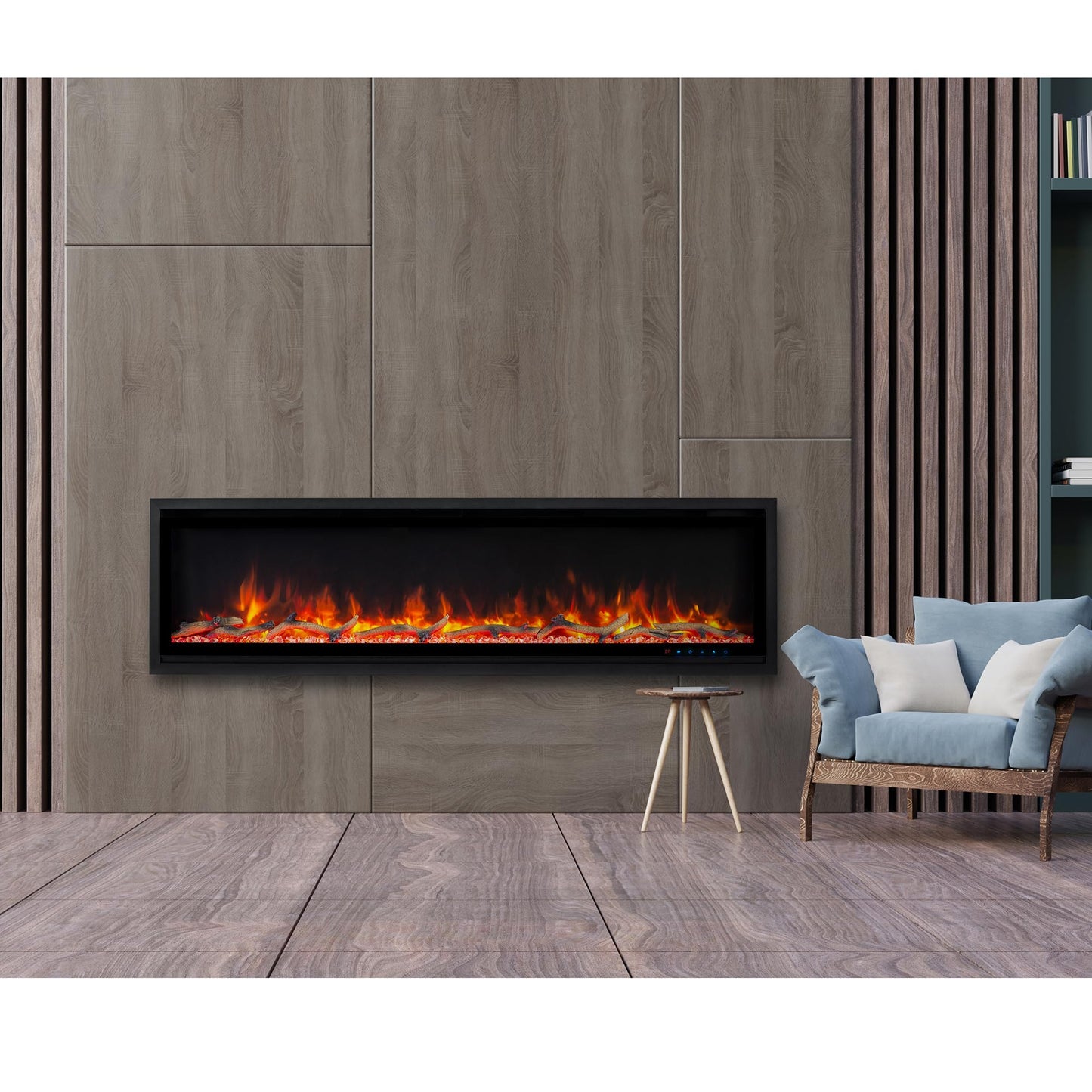 Kennedy II Commercial Grade Smart Electric Fireplace, 60IN