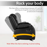 PrimeZone Oversized Rocker Recliner Chair - Comfy Wide Lazy Boy Recliner Chair with Overstuffed Armrest, Faux Leather Manual Reclining Chairs for Living Room, Bedroom, Home Theater Seating, Black PrimeZone