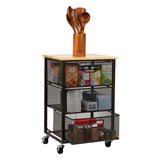 Mind Reader Cart with Drawers, Office Organizer, Storage, Bathroom, Metal Mesh, 15.75"L x 13"W x 24.25"H, Black Mind Reader
