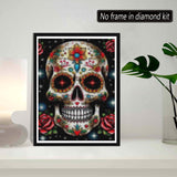 SKRYUIE 5D Diamond Painting Skeleton Full Drill, Paint with Diamond Art Kits for Adults Rose, DIY Skull Flower Painting by Number Kits Cross Stitch Rhinestone Wall Home Decor 30x40cm (12"x16") SKRYUIE
