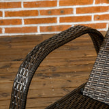 Outsunny Wicker Outdoor Chaise Lounge Set of 2, 5-Level Adjustable Backrest PE Rattan Pool Lounge Chair with Wheels, Cushion & Headrest, Brown and Dark Blue Outsunny