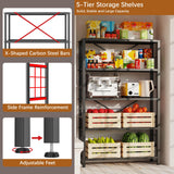 GIOTORENT 5-Wire Heavy-Duty Shelf, Standing Storage Shelves, Metal Shelving Unit Pantry Rack, 1500LB Load Capacity, for Garage Kitchen Organizer (Black) GIOTORENT