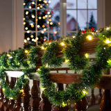 2 Pack Christmas Garland with Lights, Total 38 Feet 80 Led Battery Operated Pre-Lit Long Garland for Stairs Railing Fireplace Mantle Office Door Frame Decor Green Greenery Indoor Outdoor Decorations UZKEW