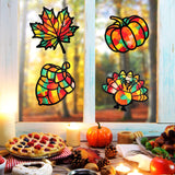 Tinlade 24 Pack Fall DIY Suncatcher Paper Crafts Stained Glass Effect Paper Suncatchers, 600 Tissue Papers, Window Art Arts and Crafts for Thanksgiving Halloween Party Favors Tinlade