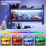 TC-HOMENY Gaming Floating Shelves LED, 36''Shelf Wall Mounted Shelve with Adjustable Shelf, Gaming Shelve for Wall, Pipe Shelves Hanging Display Rack Bookshelf with S-Hook, Wine Coffee Bar Black TC-HOMENY