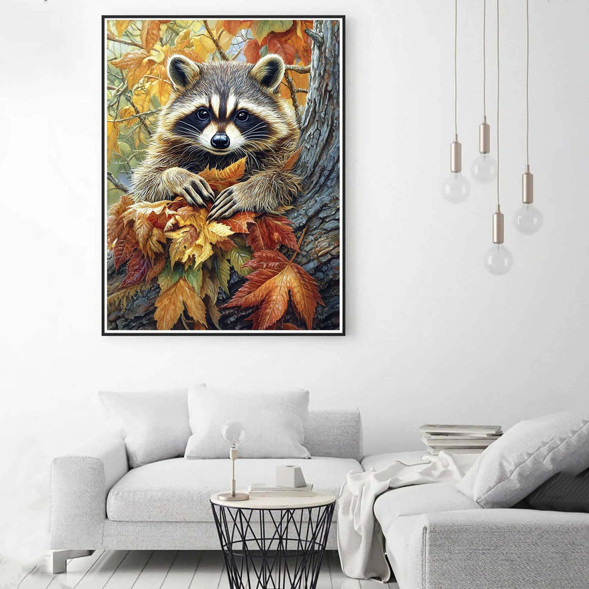 Zariocy 5D Diamond Art Kits for Adults Raccoon, DIY Diamond Painting Art Autumn Round Full Drill Crystal Diamond Embroidery Paintings Arts Craft for Home Office Wall Decor 12x16 inch Zariocy
