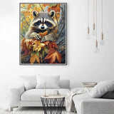 Zariocy 5D Diamond Art Kits for Adults Raccoon, DIY Diamond Painting Art Autumn Round Full Drill Crystal Diamond Embroidery Paintings Arts Craft for Home Office Wall Decor 12x16 inch Zariocy