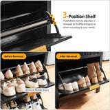 HUSHEDIFY 2 Flip Drawers Shoe Cabinet Storage for Entryway, Narrow Hidden Shoes Organizer for Front Door Entrance, Free Standing Shoes Cabinet Wooden Hallway Shoe Rack(Black) HUSHEDIFY