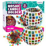 Glass Mosaic Candle Holder Kit, DIY Stained Glass Kit for Kids Adults Home Decor Fun Arts and Crafts Gifts for Kids Teens Adults Valentine Birthday Mother’s Day Gifts for Girls & Boys 6-8, 8-12 goldentime
