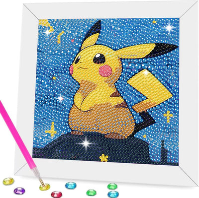 Gearock Diamond Art Kits with Frame, 5D Starry Night Easy DIY Cute Cartoon Big Gem Art Painting Kits for Adult Beginners Anime Lovers Halloween Christmas Birthday Gifts, 7x7 Inch
