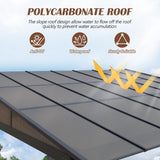 Raysfung 12x14FT Outdoor Wall-Mounted Hardtop Gazebo, Aluminum Frame Lean to Gazebo with Polycarbonate Roof and Curtains for Patio, Garden, Deck Raysfung