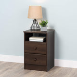 Prepac Astrid Simplistic Nightstand Side Table with 2 Drawers and Open Shelf, Functional Bedside Table 15.5" D x 16" W x 24.5" H, Espresso, EDNH-0402-1 Prepac