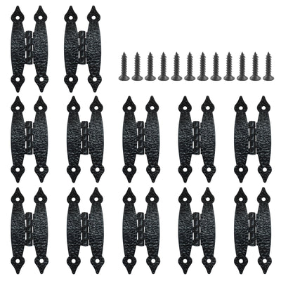 Murtenze 12 Pack 3.5 Inch Black Antique H Hinges Cold Rolled Steel Cabinet Hinge Flat Hinges Flush Mount Door Hinges Decorative Hinges for Cabinet Drawer Jewelry Box
