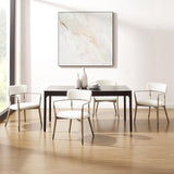 Art Leon Wishbone Dining Chairs - Mid Century Modern Dining Room Chairs, Boucle Fabric Upholstered Accent Chairs with Wood Legs, Arm Chair with Open Backrest, Set of 4, White Art Leon