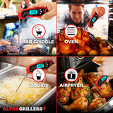 Alpha Grillers Instant Read Meat Thermometer for Cooking Grilling and Griddle Accessories Kitchen Essentials - Waterproof Backlight & Calibration, Birthday Mens Gifts Valentines Day Gifts for Him Alpha Grillers
