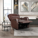Lexicon Manual Recliner Chair, Reclining Sofa Chair, Home Theater Seating, Wall Hugger, Manual Recliner for Living Room/Office/Apartment, Easy Assembly, Brown Faux Leather Lexicon