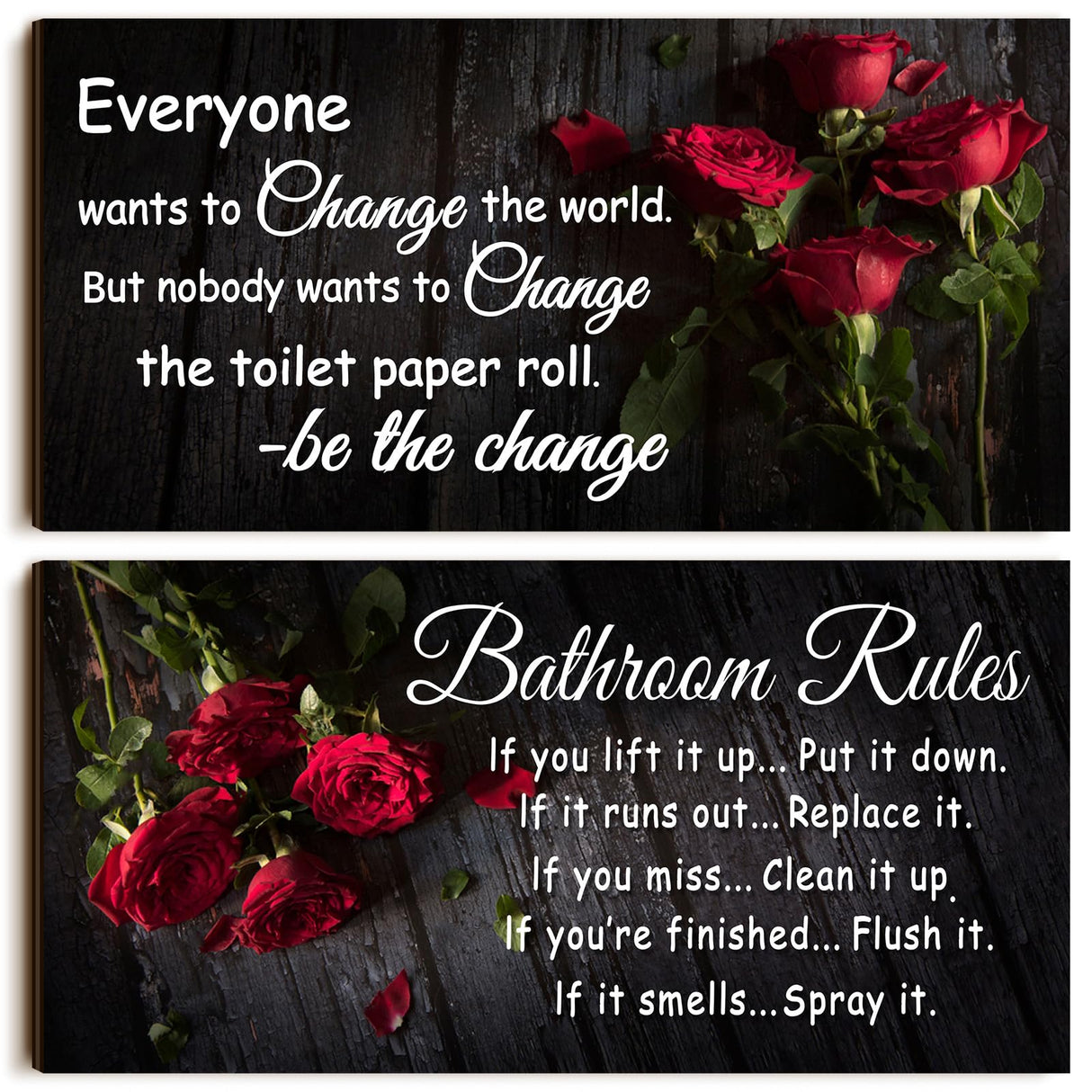 2 Pieces Funny Teal Bathroom Signs Beach Theme Bathroom Wall Decor Teal Bathroom Accessories Farmhouse Toilet Rustic Wooden Signs(Rose Style) Jetec