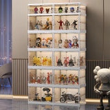 liowdce 6-Tier Curio Cabinet with Door, 67" High Display Cabinet, Foldable Curio Display Cabinet&Display Case for Collectibles, Toys, Books, for Playroom, Bedroom, Study Room liowdce