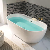 WOODBRIDGE 72" Acrylic Freestanding Bathtub Contemporary Soaking White Tub with Brushed Nickel Overflow and Drain,B0059-BN WOODBRIDGE