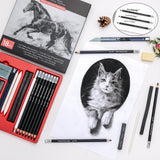 Brusarth Charcoal Pencils for Drawing, 18 Pcs Art Pencil Kit, Professional Sketching Pencil, Art Supplies for Drawing, Shading, Sketching, Blending, Artist Pencils for Beginners & Artists Brusarth
