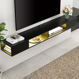 WAMPAT 70 inch Floating TV Shelf for TVs Up to 75 inch, Floating TV Stand with Storage Under TV for Living Room, Entertainment Center for Wall, Black WAMPAT